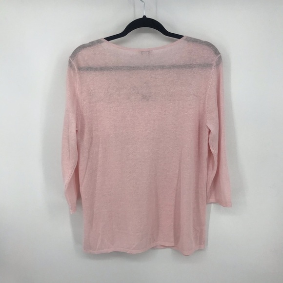 J. Jill Pink Blush Linen Blend Lace Front Sweater🌸 - Picture 3 of 8